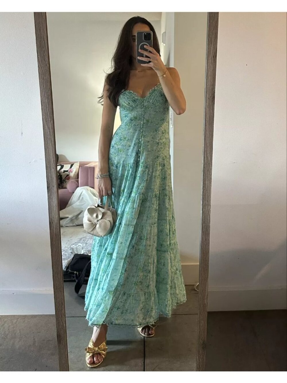 ASTR the Label Tazia Dress in Blue Floral Large New Womens Maxi Gown - Picture 10 of 11